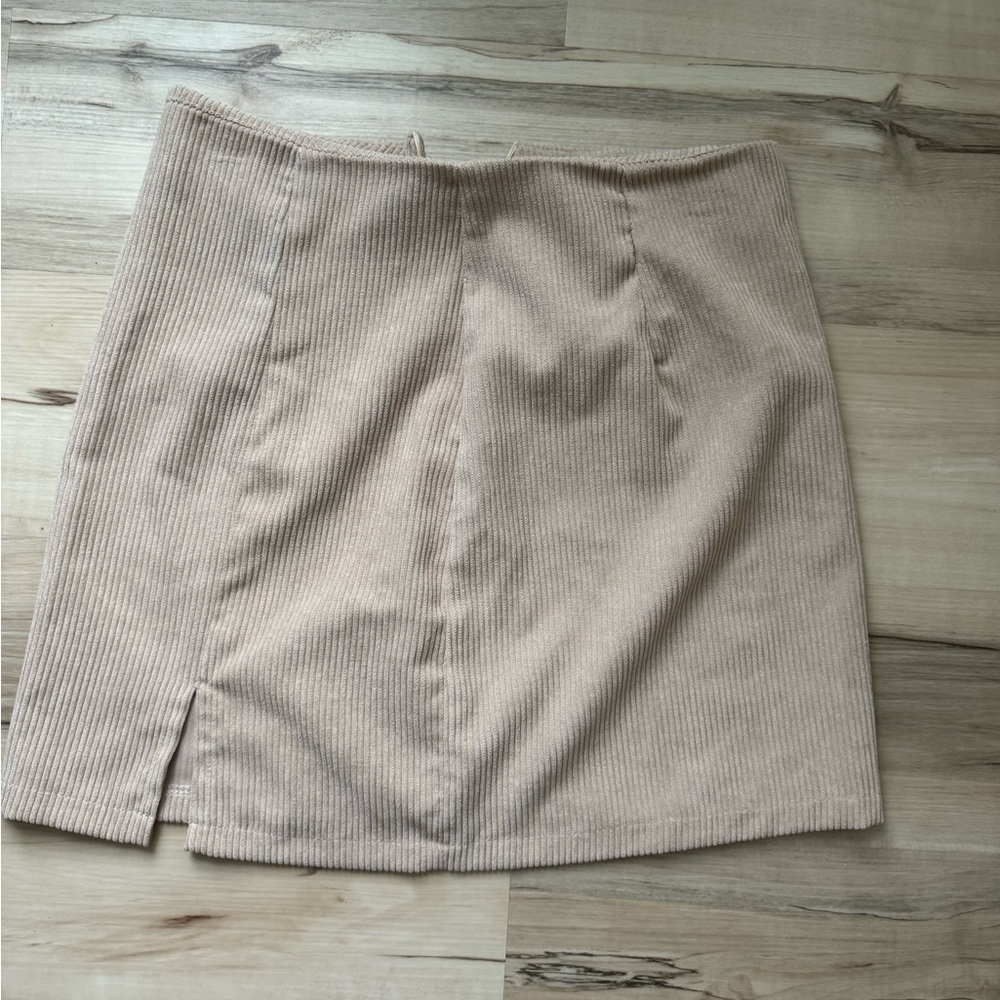 Ribbed Cream Mini Skirt